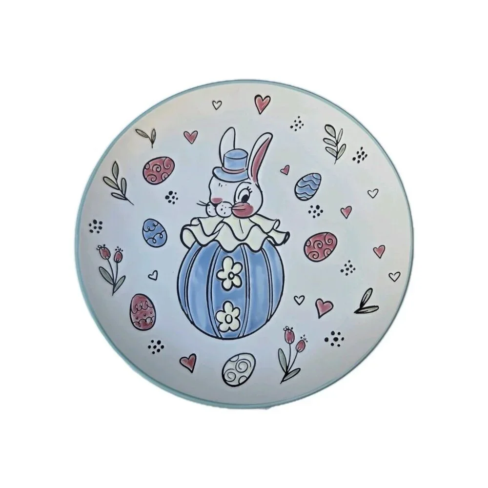 New Retro Bunny Rabbit Large Easter Bunny In Egg Dinner Plate Dinning